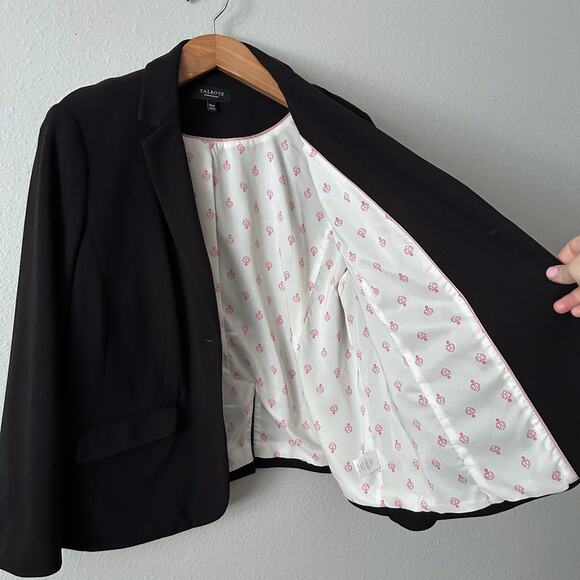 Talbots Cotton Pique Black Blazer Crest Button Blazer‎ Women's Size 18w Petite - Picture 7 of 15